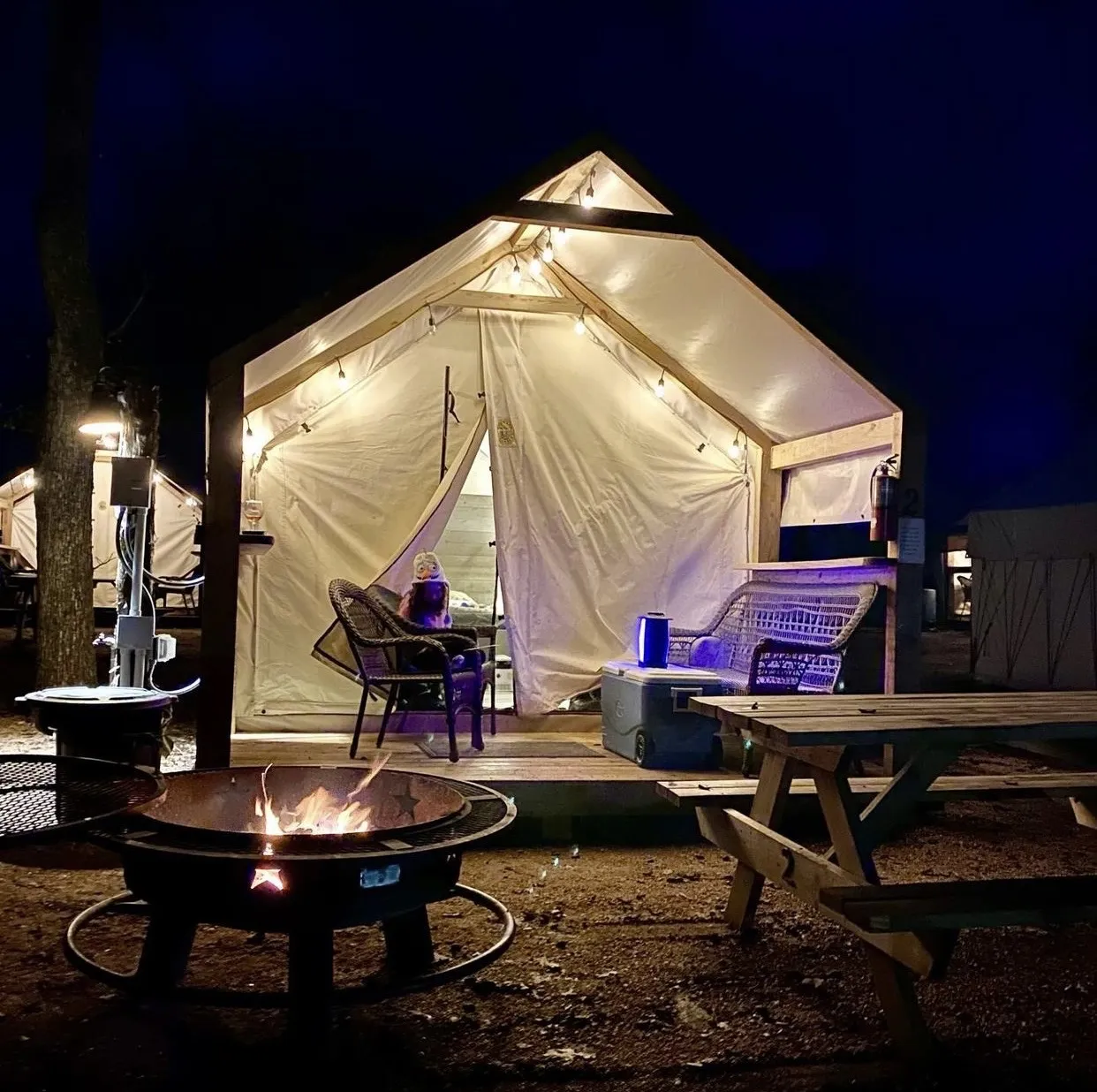 Glamping at night