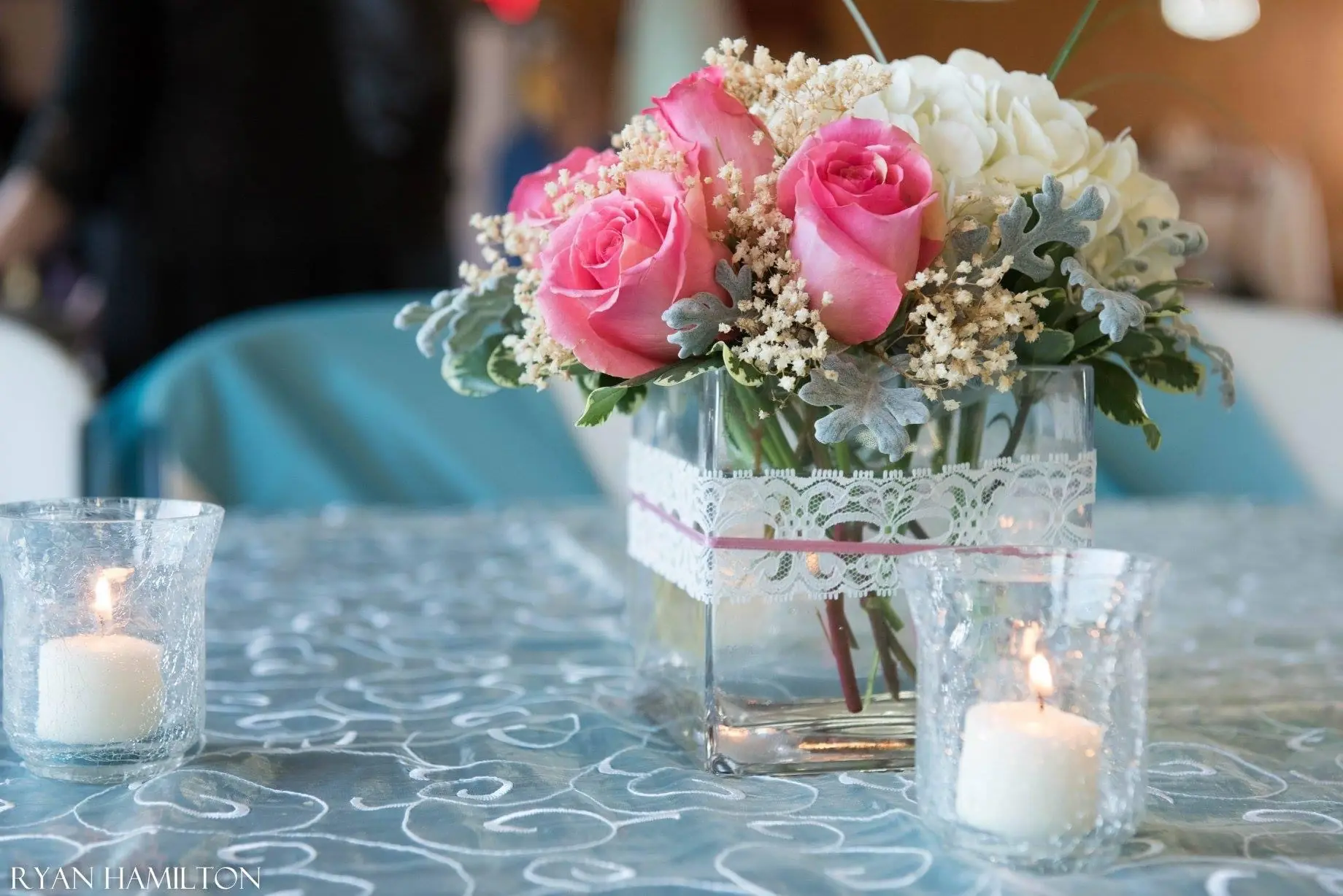 Wedding flowers bouquet with pink and white roses